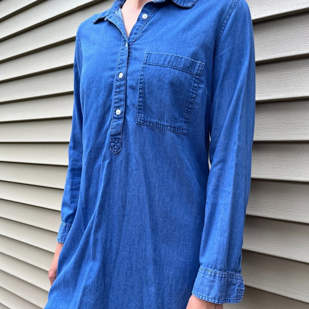 🇺🇸 Chambray/Denim Collared Shirt Dress with Pocket!